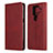 Custodia Portafoglio In Pelle Cover con Supporto per Sharp AQUOS Sense4 Plus Rosso