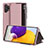 Custodia Portafoglio In Pelle Cover con Supporto QH1 per Samsung Galaxy A32 5G Oro Rosa