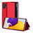 Custodia Portafoglio In Pelle Cover con Supporto QH1 per Samsung Galaxy M32 5G Rosso