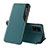 Custodia Portafoglio In Pelle Cover con Supporto QH1 per Samsung Galaxy M40S Verde