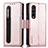 Custodia Portafoglio In Pelle Cover con Supporto S01D per Samsung Galaxy Z Fold3 5G Oro Rosa