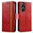 Custodia Portafoglio In Pelle Cover con Supporto S02D per Asus Zenfone 9 Rosso