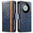 Custodia Portafoglio In Pelle Cover con Supporto S02D per Huawei Mate 60 Blu