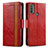 Custodia Portafoglio In Pelle Cover con Supporto S02D per Motorola Moto E20 Rosso