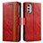 Custodia Portafoglio In Pelle Cover con Supporto S02D per Motorola Moto E32s Rosso