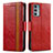 Custodia Portafoglio In Pelle Cover con Supporto S02D per Motorola Moto Edge 20 5G Rosso