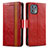 Custodia Portafoglio In Pelle Cover con Supporto S02D per Motorola Moto Edge 20 Lite 5G Rosso