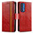 Custodia Portafoglio In Pelle Cover con Supporto S02D per Motorola Moto Edge (2021) 5G Rosso