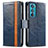 Custodia Portafoglio In Pelle Cover con Supporto S02D per Motorola Moto Edge 30 5G Blu