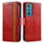 Custodia Portafoglio In Pelle Cover con Supporto S02D per Motorola Moto Edge 30 5G Rosso