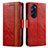 Custodia Portafoglio In Pelle Cover con Supporto S02D per Motorola Moto Edge 30 Pro 5G Rosso