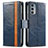 Custodia Portafoglio In Pelle Cover con Supporto S02D per Motorola Moto Edge Lite 5G Blu