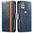 Custodia Portafoglio In Pelle Cover con Supporto S02D per Motorola Moto Edge S 5G Blu