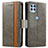 Custodia Portafoglio In Pelle Cover con Supporto S02D per Motorola Moto Edge S 5G Grigio