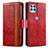 Custodia Portafoglio In Pelle Cover con Supporto S02D per Motorola Moto Edge S 5G Rosso