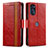 Custodia Portafoglio In Pelle Cover con Supporto S02D per Motorola Moto G 5G (2022) Rosso