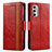 Custodia Portafoglio In Pelle Cover con Supporto S02D per Motorola Moto G Stylus (2022) 4G Rosso