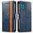 Custodia Portafoglio In Pelle Cover con Supporto S02D per Motorola Moto G22 Blu