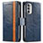 Custodia Portafoglio In Pelle Cover con Supporto S02D per Motorola Moto G52j 5G Blu