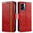 Custodia Portafoglio In Pelle Cover con Supporto S02D per Oppo A56S 5G Rosso