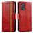 Custodia Portafoglio In Pelle Cover con Supporto S02D per Oppo A74 4G Rosso
