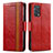 Custodia Portafoglio In Pelle Cover con Supporto S02D per Oppo A95 4G Rosso