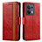 Custodia Portafoglio In Pelle Cover con Supporto S02D per Oppo Reno8 5G Rosso