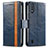 Custodia Portafoglio In Pelle Cover con Supporto S02D per Samsung Galaxy A01 SM-A015 Blu