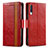 Custodia Portafoglio In Pelle Cover con Supporto S02D per Samsung Galaxy A50 Rosso