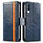 Custodia Portafoglio In Pelle Cover con Supporto S02D per Samsung Galaxy A50S Blu