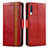 Custodia Portafoglio In Pelle Cover con Supporto S02D per Samsung Galaxy A70 Rosso