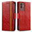 Custodia Portafoglio In Pelle Cover con Supporto S02D per Samsung Galaxy M13 5G Rosso