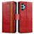 Custodia Portafoglio In Pelle Cover con Supporto S02D per Samsung Galaxy M32 5G Rosso