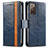 Custodia Portafoglio In Pelle Cover con Supporto S02D per Samsung Galaxy S20 FE (2022) 5G Blu