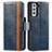 Custodia Portafoglio In Pelle Cover con Supporto S02D per Samsung Galaxy S23 Plus 5G Blu