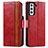 Custodia Portafoglio In Pelle Cover con Supporto S02D per Samsung Galaxy S23 Plus 5G Rosso