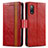 Custodia Portafoglio In Pelle Cover con Supporto S02D per Sony Xperia Ace II Rosso