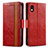 Custodia Portafoglio In Pelle Cover con Supporto S02D per Sony Xperia Ace III Rosso