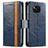 Custodia Portafoglio In Pelle Cover con Supporto S02D per Xiaomi Poco X3 NFC Blu