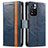 Custodia Portafoglio In Pelle Cover con Supporto S02D per Xiaomi Redmi Note 11 Pro+ Plus 5G Blu