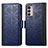 Custodia Portafoglio In Pelle Cover con Supporto S03D per Motorola Moto G42 Blu