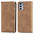 Custodia Portafoglio In Pelle Cover con Supporto S04D per Motorola Moto Edge 20 5G Marrone