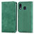 Custodia Portafoglio In Pelle Cover con Supporto S04D per Samsung Galaxy A30 Verde