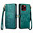 Custodia Portafoglio In Pelle Cover con Supporto S05D per Apple iPhone 13 Pro Verde