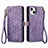 Custodia Portafoglio In Pelle Cover con Supporto S05D per Apple iPhone 13 Viola