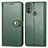 Custodia Portafoglio In Pelle Cover con Supporto S05D per Motorola Moto E30 Verde