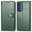 Custodia Portafoglio In Pelle Cover con Supporto S05D per Motorola Moto Edge (2021) 5G Verde
