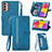 Custodia Portafoglio In Pelle Cover con Supporto S05D per Samsung Galaxy M13 4G Blu
