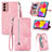 Custodia Portafoglio In Pelle Cover con Supporto S05D per Samsung Galaxy M13 4G Rosa