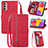 Custodia Portafoglio In Pelle Cover con Supporto S05D per Samsung Galaxy M13 4G Rosso